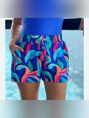 Painted beach swim cover up shorts